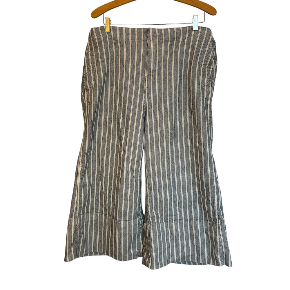 Pilcro Pinstripe Cropped Wide Leg Jeans Railroad Stripe Culotte Utility Pants 18